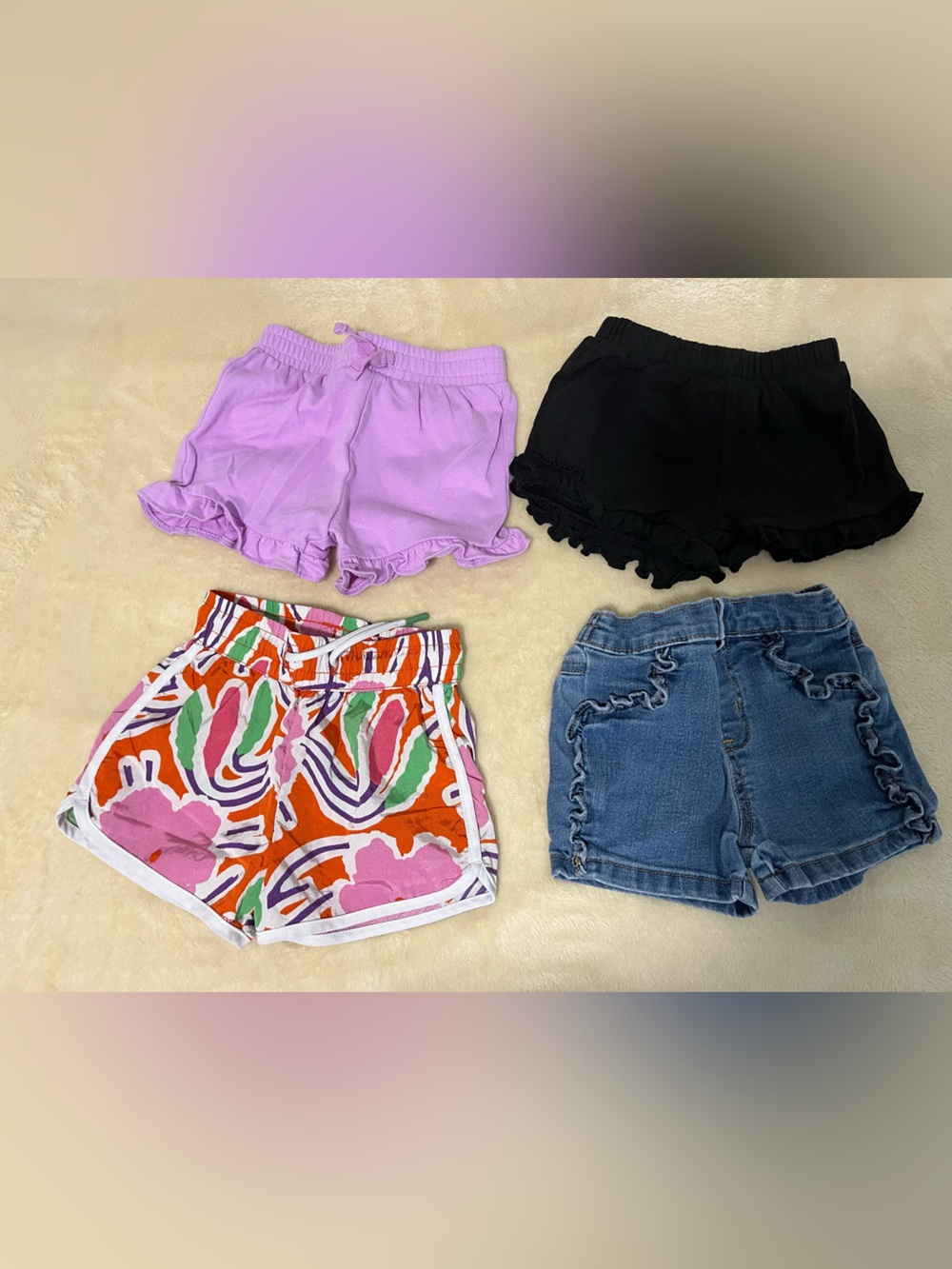 Lot of 18 month shorts - Black, Denim, Lavender & Floral